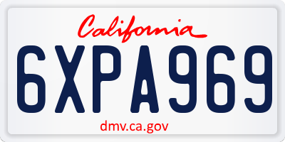 CA license plate 6XPA969