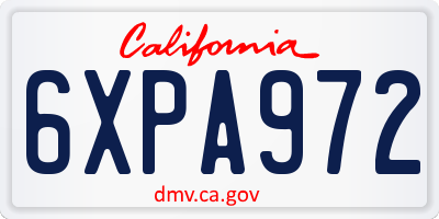 CA license plate 6XPA972