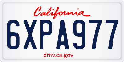 CA license plate 6XPA977