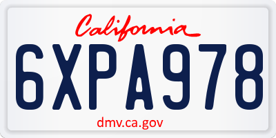 CA license plate 6XPA978