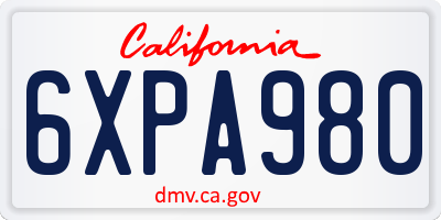 CA license plate 6XPA980