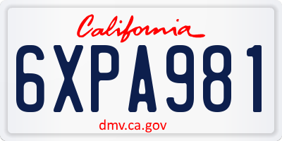 CA license plate 6XPA981