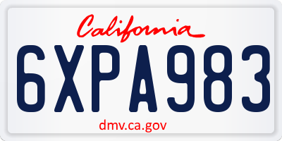 CA license plate 6XPA983