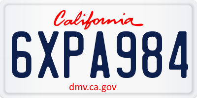 CA license plate 6XPA984