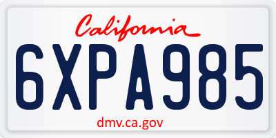 CA license plate 6XPA985