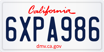 CA license plate 6XPA986