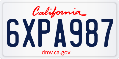 CA license plate 6XPA987