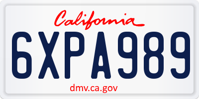 CA license plate 6XPA989