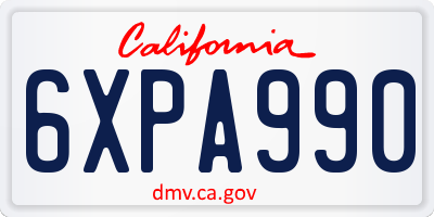 CA license plate 6XPA990