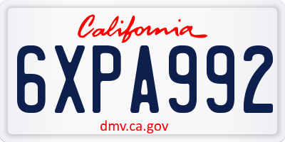 CA license plate 6XPA992