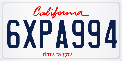 CA license plate 6XPA994