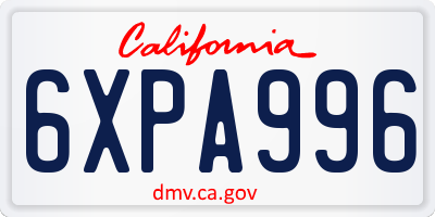 CA license plate 6XPA996