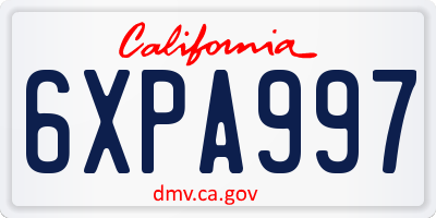 CA license plate 6XPA997