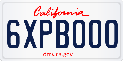 CA license plate 6XPB000
