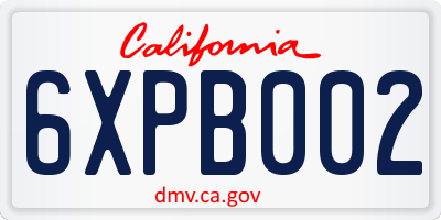 CA license plate 6XPB002