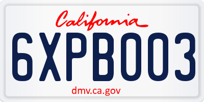 CA license plate 6XPB003