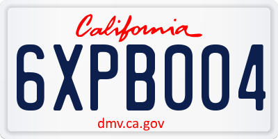 CA license plate 6XPB004