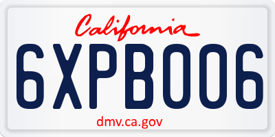 CA license plate 6XPB006