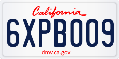 CA license plate 6XPB009