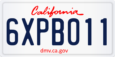CA license plate 6XPB011