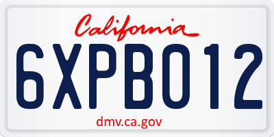 CA license plate 6XPB012