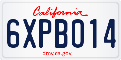 CA license plate 6XPB014