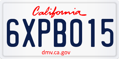 CA license plate 6XPB015
