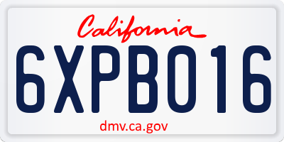 CA license plate 6XPB016