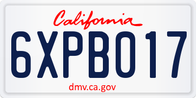 CA license plate 6XPB017