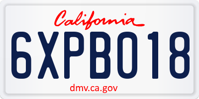 CA license plate 6XPB018