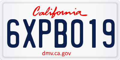 CA license plate 6XPB019