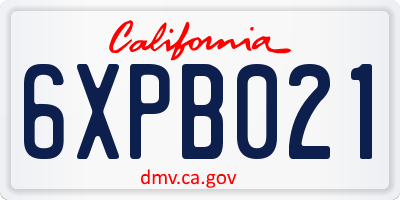 CA license plate 6XPB021