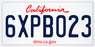 CA license plate 6XPB023