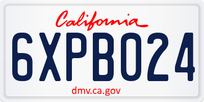 CA license plate 6XPB024