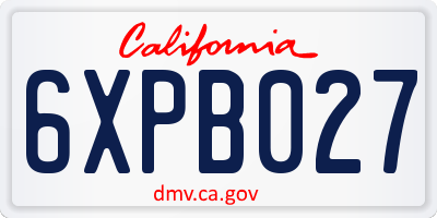 CA license plate 6XPB027