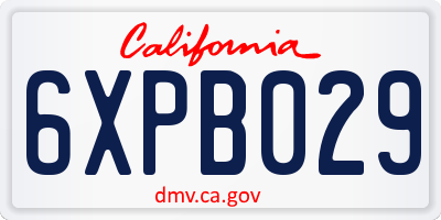 CA license plate 6XPB029
