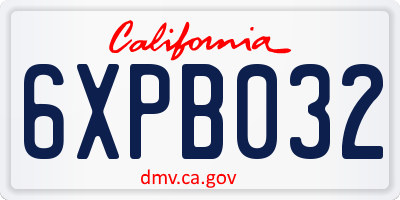 CA license plate 6XPB032