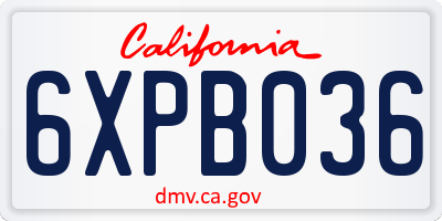 CA license plate 6XPB036