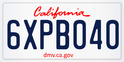 CA license plate 6XPB040
