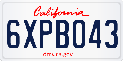 CA license plate 6XPB043