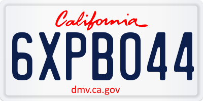 CA license plate 6XPB044
