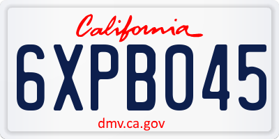 CA license plate 6XPB045