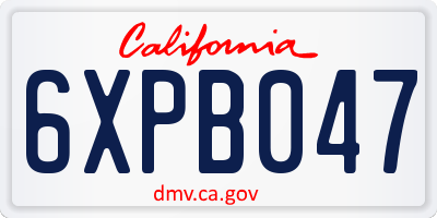 CA license plate 6XPB047