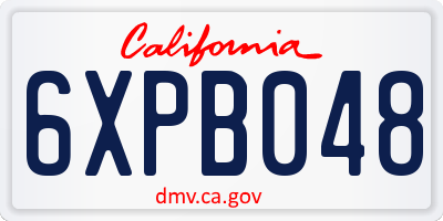 CA license plate 6XPB048