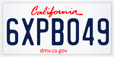 CA license plate 6XPB049