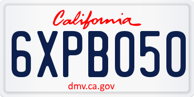 CA license plate 6XPB050