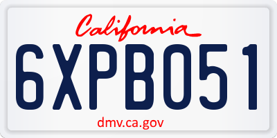 CA license plate 6XPB051