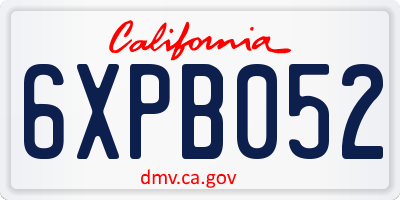 CA license plate 6XPB052