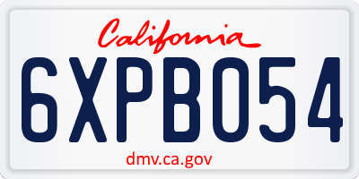 CA license plate 6XPB054