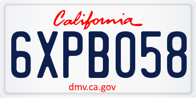 CA license plate 6XPB058
